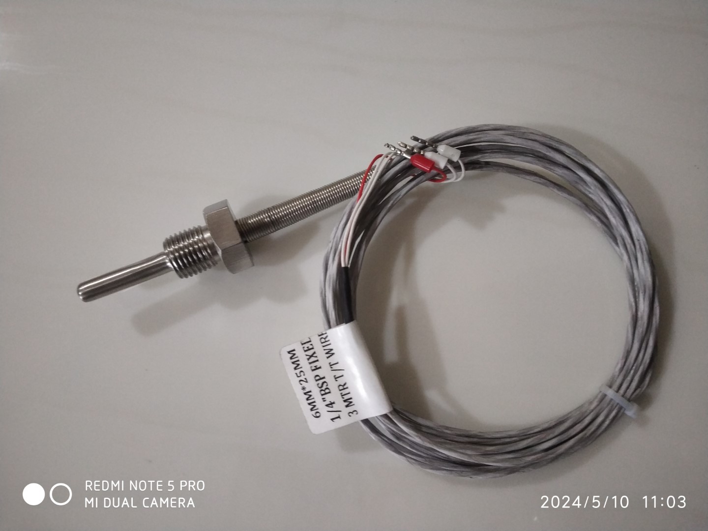 Temperature Sensor Size 6 x 25mm Long(1/4 BSP Connection)